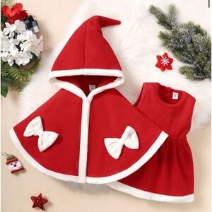 NWT 2 Piece Christmas Holiday  Baby Girl Winter Dress and Cape Coat